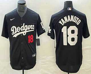 Men%27s Los Angeles Dodgers #18 Yoshinobu Yamamoto Number Black Stitched Cool Base Nike Jersey->los angeles dodgers->MLB Jersey
